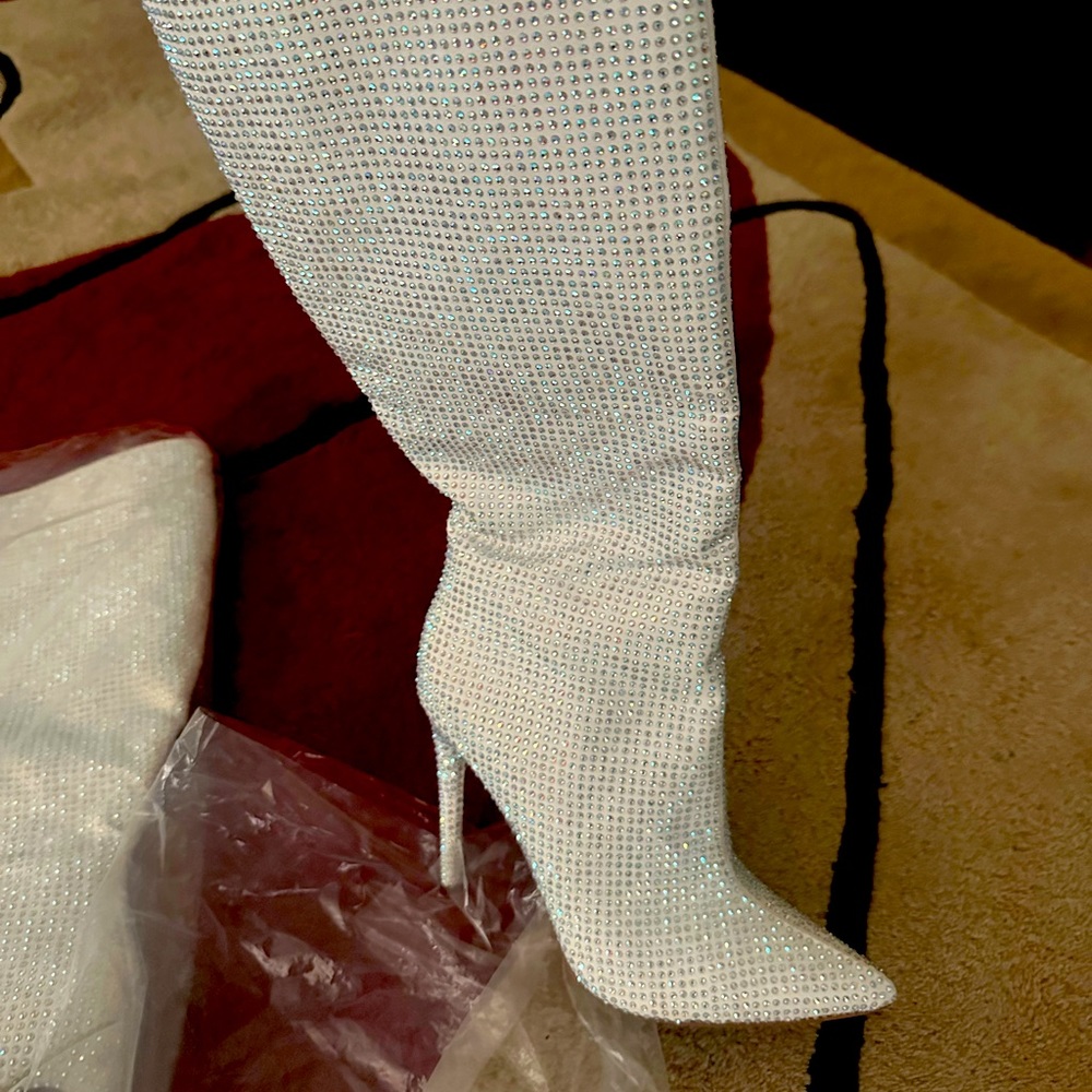 Knee high JLO boots with crystals! 4 inch heels.